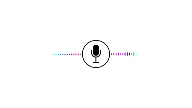 Dynamic audio wave animation with microphone sound visualization, voice recording, podcast, music equalizer loop