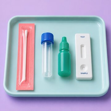 Rapid Diagnostic Test Kit Components on Medical Tray