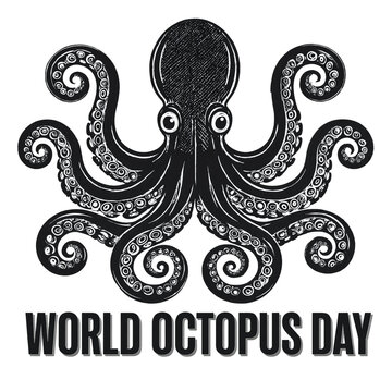 Cute and detailed octopus illustration with eight tentacles for world octopus day celebration