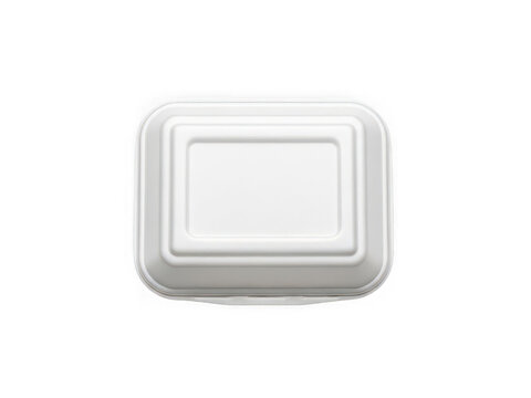 White styrofoam food container box isolated on transparent background