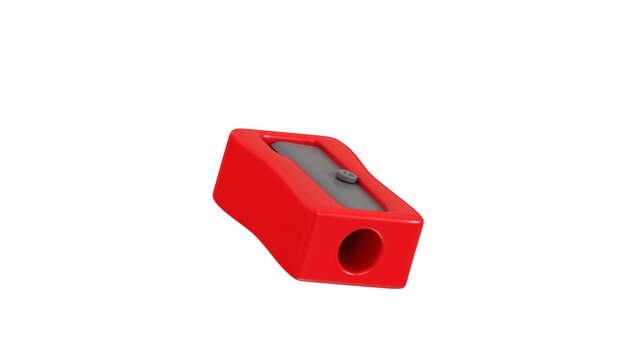 3D Pencil Sharpener Icon Animation for School Supplies, Office Stationery, Education and Writing Tools, 4K Motion Graphic