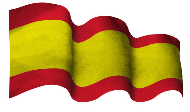 Flag of Spain waving in the wind showing the red and yellow stripes clearly on a sunny day