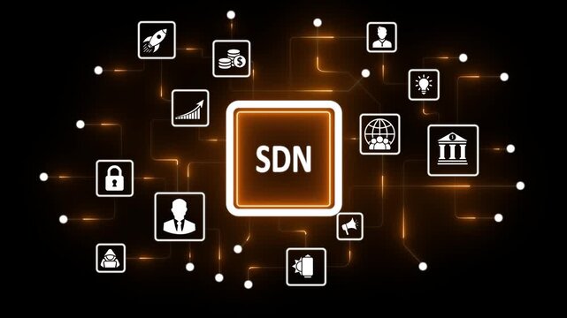 Software Defined Networking SDN Concept with Connected Icons and Network Lines technology connection