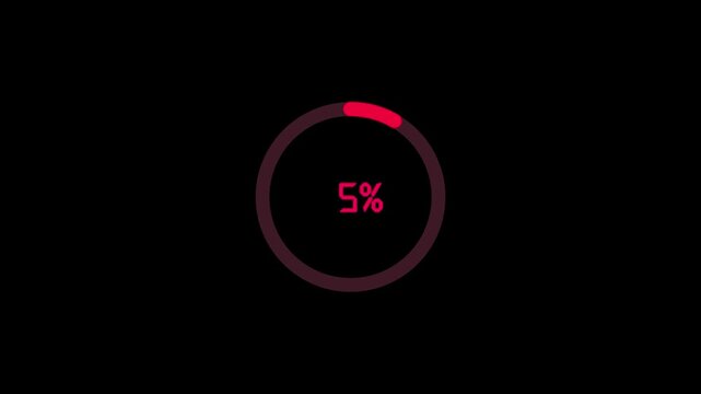  60 second loading futuristic circle  countdown timer animation from 0 seconds to 60 seconds on a transparent background. Modern flat design with animation. High quality 4K video.