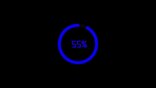  60 second loading futuristic circle  countdown timer animation from 0 seconds to 60 seconds on a transparent background. Modern flat design with animation. High quality 4K video.
