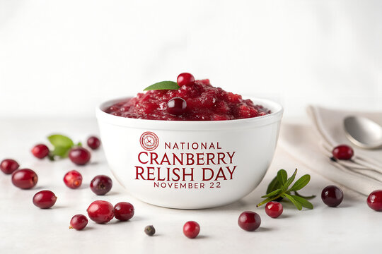 National cranberry relish day celebration with fresh berries, cranberry