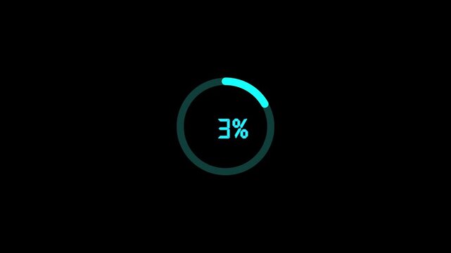  20second loading futuristic circle  countdown timer animation from 20 seconds to 0 seconds on a transparent background. Modern flat design with animation. High quality 4K video.