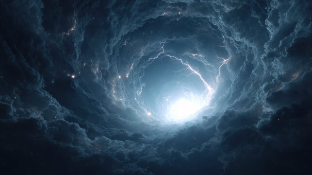 Storm cloud vortex bright light lightning sky dark sky dramatic sky swirling cloud atmospheric scene abstract sky weather phenomenon blue cloud