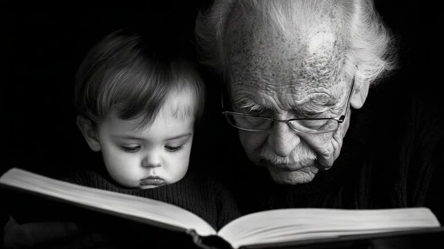 selective focus elderly person teaching young learner with confident expression