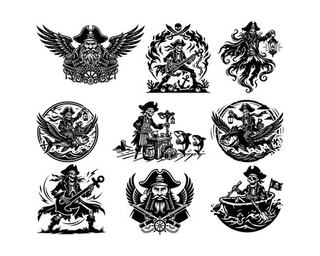 pirate silhouette, pirate captain, pirate skull, skeleton pirate, pirate ship, cursed pirate, ghost pirate, pirate lantern, pirate fish, pirate parrot, pirate stealing, pirate hat, pirate beard