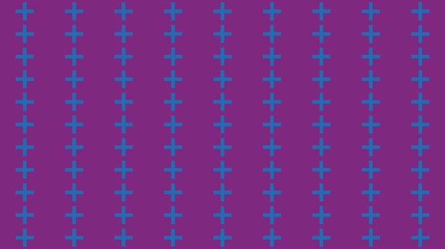 Minimalist geometric pattern with blue plus signs, abstract purple background texture, simple repeating cross shape design isolated on White Background