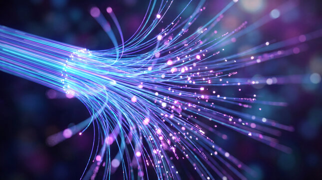 Fiber optic strands carrying luminous digital signals