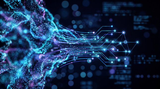 Digital data network connecting particle streams and circuit nodes