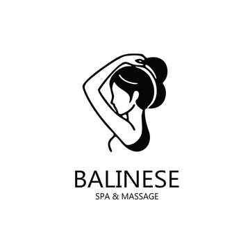 An elegant, minimalist logo design featuring the profile of a beautiful woman with a tropical flower&mdash;perfect for Balinese spas, wellness centers, massage parlors, and salons.