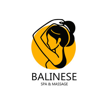 An elegant, minimalist logo design featuring the profile of a beautiful woman with a tropical flower&mdash;perfect for Balinese spas, wellness centers, massage parlors, and salons.