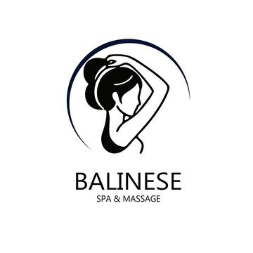 An elegant, minimalist logo design featuring the profile of a beautiful woman with a tropical flower&mdash;perfect for Balinese spas, wellness centers, massage parlors, and salons.