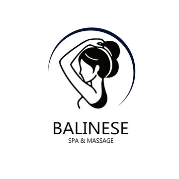 An elegant, minimalist logo design featuring the profile of a beautiful woman with a tropical flower&mdash;perfect for Balinese spas, wellness centers, massage parlors, and salons.