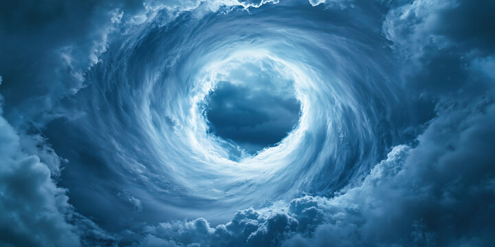 Hurricane storm cloud vortex above ocean sky dramatic wind spiral danger turbulence weather phenomenon