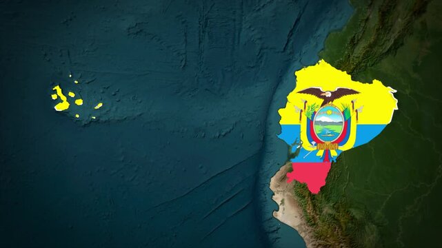 Ecuador Flag Map Animation, Zoom From Space to Ecuador, South America Country Location Map