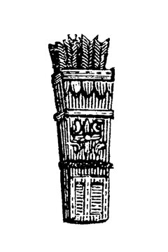 Carved quiver with feathered arrows, old vintage illustration, 1897.