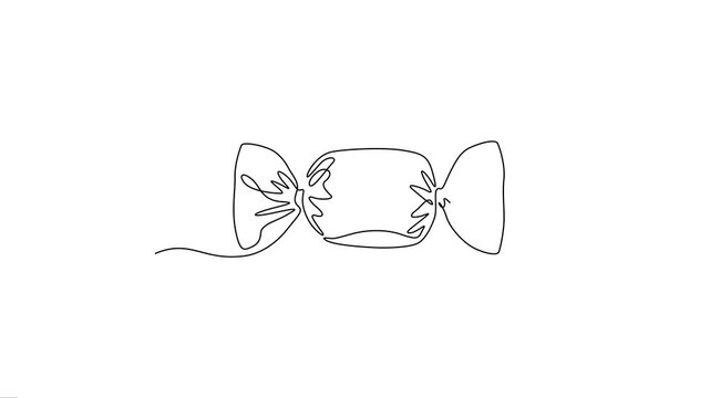 Continuous One Line Art Animation of Wrapped Candy