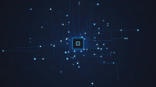 Digital network connection with glowing nodes and lines