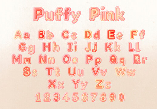 Playful Puffy Pink Alphabet Editable Font