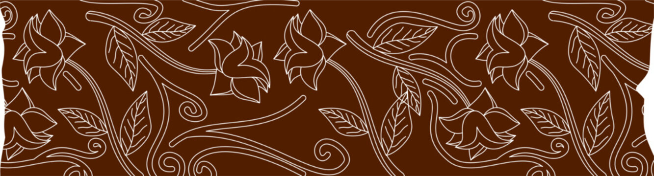 Batik floral motif washi tape design illustration