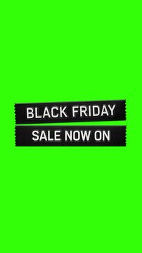 BLACK FRIDAY SALE NOW ON vintage retro embossed label graphic animates onto the screen. chroma key green 4k 9x16 portrait vertical