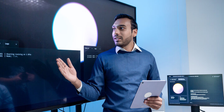 Software engineering use computer working development office are assisting algorithm systems or verifying code. Programmer teamwork using artificial intelligence on laptop analysis or writing coding