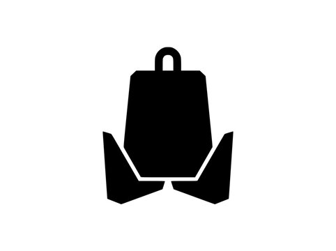 Minimalist Nautical Anchor Silhouette Icon Isolated on White