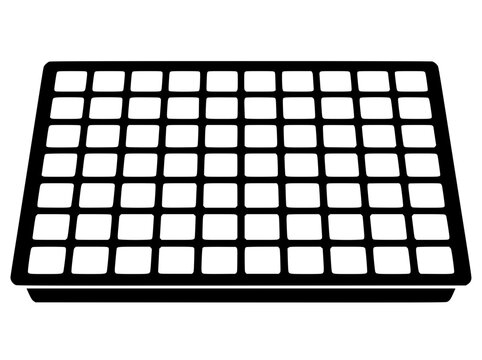 Seedling Nursery Tray Silhouette Icon for Gardening and Planting