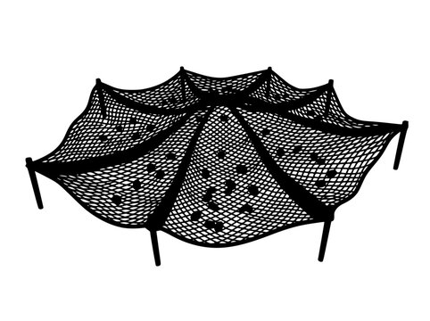 Silhouette of a playground rope climbing net isolated on white background