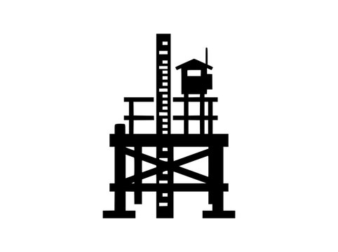 Tide gauge station silhouette icon for sea level monitoring