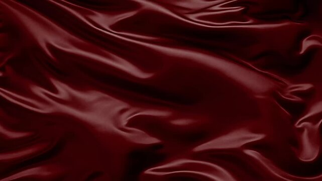 Luxury burgundy satin silk fabric animation with glossy flowing folds and smooth texture. Seamless looping abstract motion background for premium branding, fashion, elegant presentations and digital v