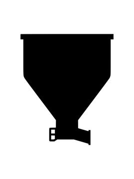 industrial hopper or feeder silhouette isolated on white background