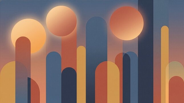 Abstract geometric background with circles and rounded vertical bars-(Latar belakang geometris abstrak dengan lingkaran dan batang vertikal)