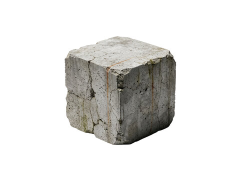 Single rough cracked concrete cube isolated on white background-(Satu kubus beton retak kasar terisolasi dengan latar belakang putih)