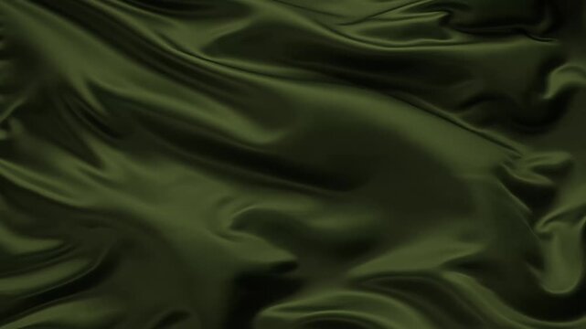 Luxury olive green silk fabric animation with smooth flowing satin texture. Seamless looping abstract motion background for branding, fashion, elegant presentations and premium video projects