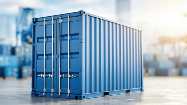 Shipping container cargo container port terminal blue container freight transport logistics warehouse industrial yard metal container storage container dock shipping yard transport cargo export