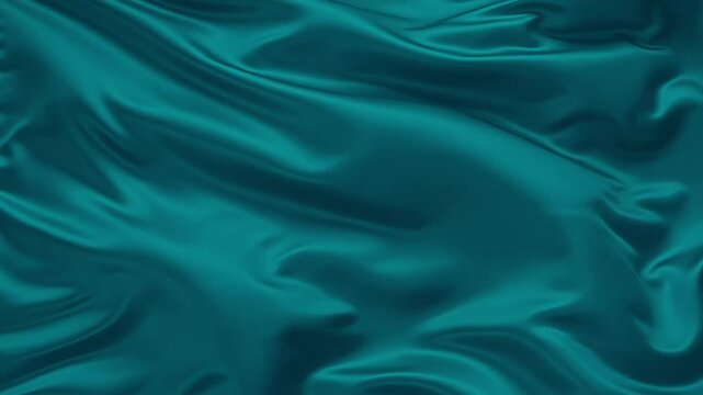 Luxury cyan silk fabric animation with smooth satin folds and flowing texture. Seamless looping abstract motion background for fashion, branding, digital presentations and premium visuals