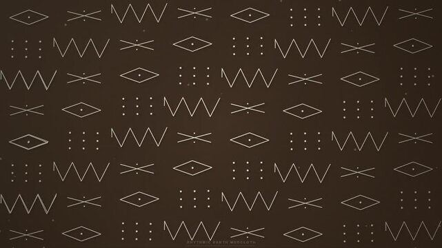 Traditional African Mudcloth Pattern Design on Brown Background