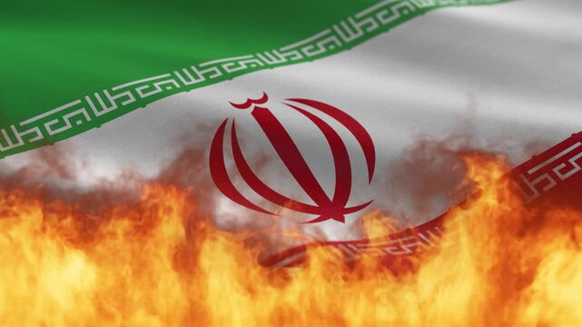 Burning Iran flag - background loop