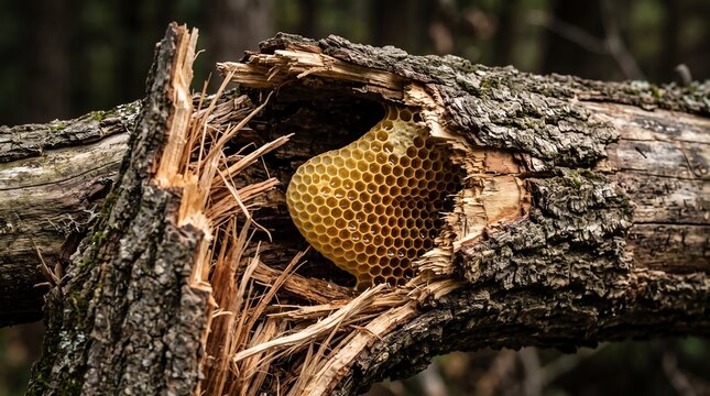 bee nest in hollow tree