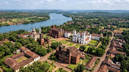 Fototapeta premium India Old Goa Churches Cultural Travel Panorama