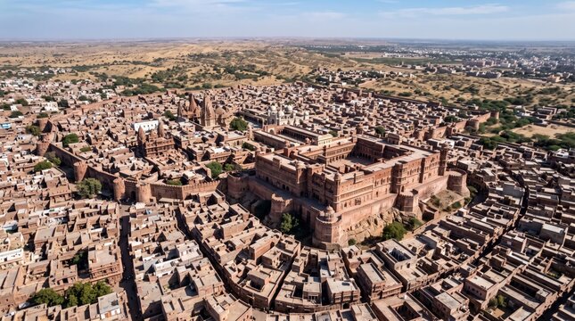 India Bikaner Old City Cultural Travel Panorama