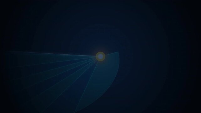 Kepler Orbit Visualization: An abstract space animation featuring glowing blue sweeping light arcs that illustrate planetary motion and orbital trajectories against a dark cosmic background