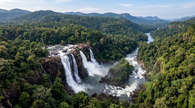 India Athirappilly Falls Cultural Travel Panorama