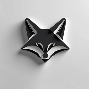 Minimalist fox head logo icon vector illustration on light gray background