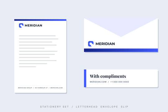 Corporate stationery branding set letterhead envelope compliment slip